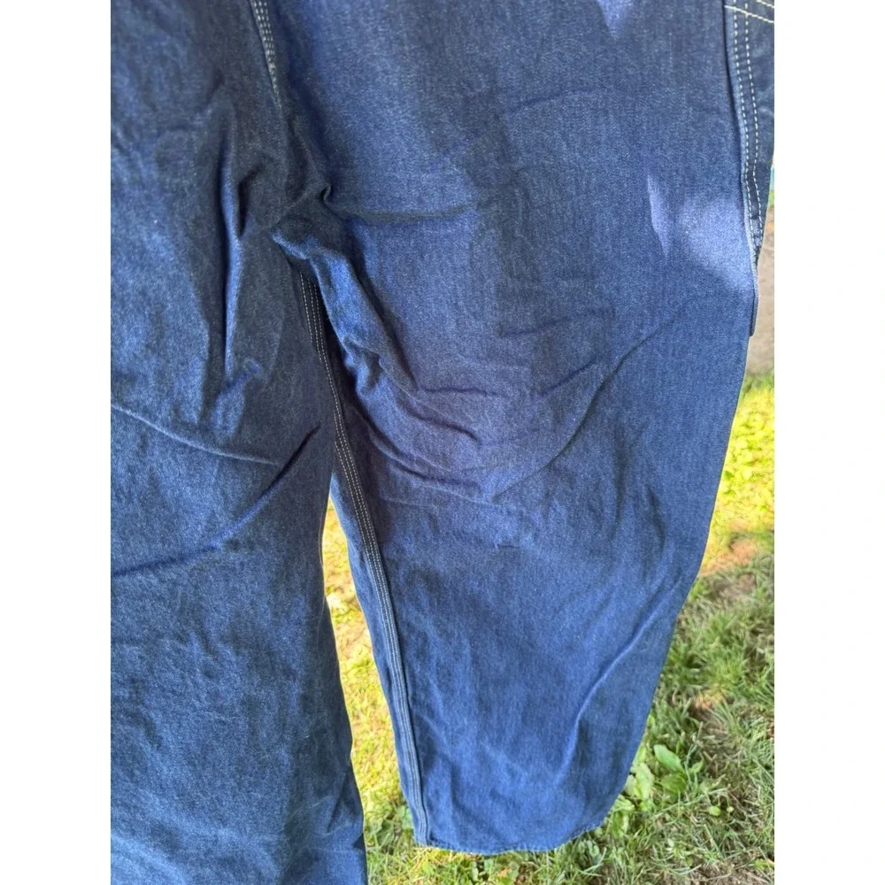 Dickies Bib Overalls Men's 38x32 Blue Denim Carpenter 2014 Made Mexico Zip Fly